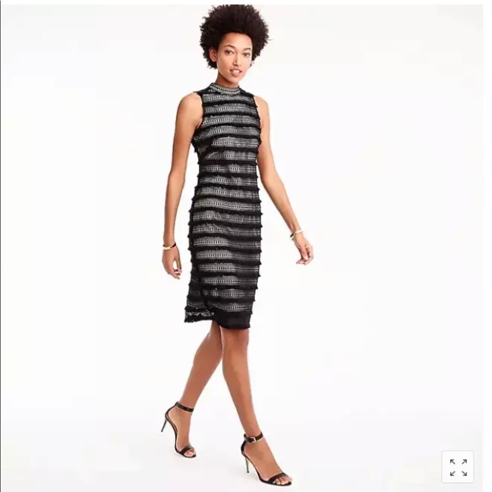 J. Crew Dress Slim Sheath Fringy lace dress size 6